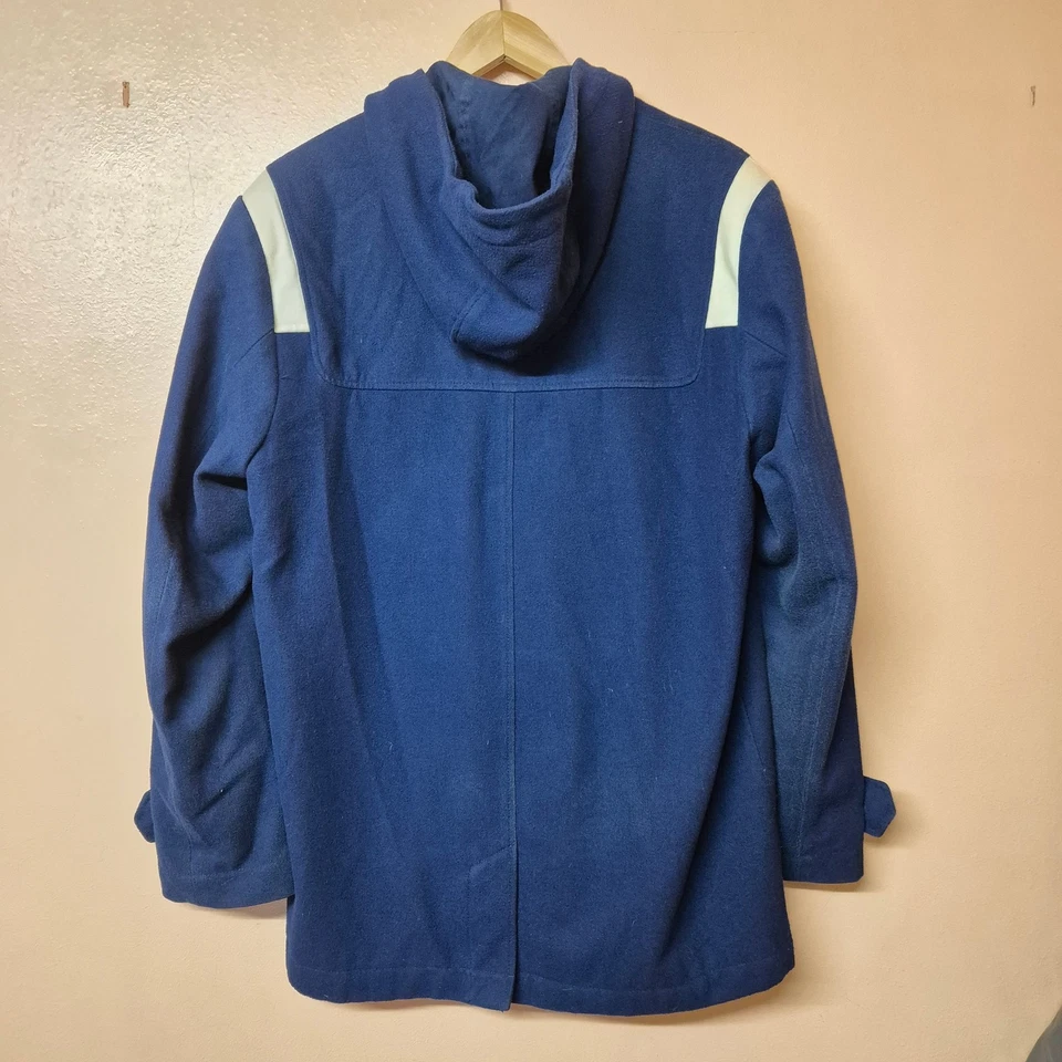 Adidas Originals A.039 Men's Duffle Coat Size 50 Blue Wool Blend Toggles Hooded - Image 2 of 4