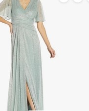 Adrianna Papell Metallic Mesh Draped Gown Size 6 NWT Color