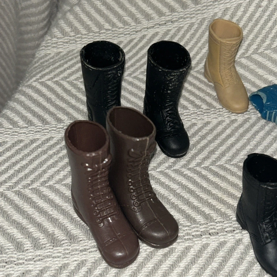 Экшн-фигурка ботинки обуви лот 11 пар 4 одиночные бездомные GI Joe / Barbie 12 дюймов винтажный D3 - Изображение 3 из 4