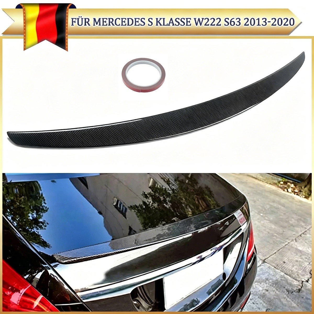CarbonLook Spoilerlippe Heckspoiler Lippe für Mercedes S Klasse W222 S63 2013-20