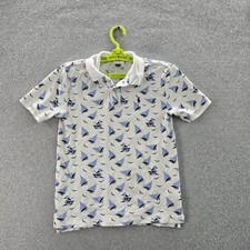 Polo Ralph Lauren Boys Polo L/G 14-16 White Graphic Print Sailboats Birds Mesh