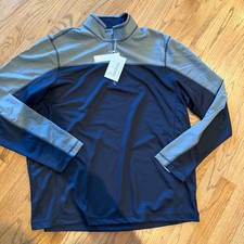 NORTH END MENS GRAY AND BLACK 3/4 ZIP PULL OV...