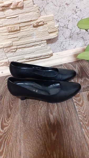 Women Gabor Heels Black Leather 38.5 #7TCG