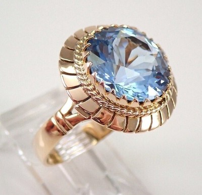 2Ct Round Lab Created Blue Topaz Solitaire Wedding Ring 14K Yellow Gold Plated