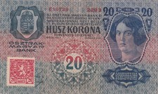Autria - Hungary : 20 Kronen 1913, with čs stamp 1919