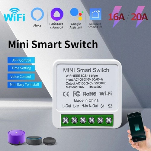 SMART SWITCH RELAY SWITCH 2 WAY WIFI 16A APP SMART LIFE ALEXA GOOGLE HOME 2 - Picture 2 of 7