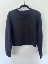 Banana Republic Quilted Crop Sweatshirt Black Size Small Long Sleeve Textured