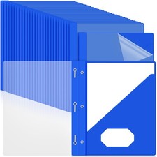 Patelai 48 Pcs Plastic Folders with 2 Pockets and 3 Prongs Home Folders with Car