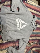 Reebok Gray Fleece Pullover Hoodie womens Regular Solid Logo Pockets