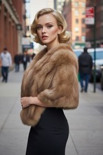 Vintage Genuine Mink Fur Brown Stole Capelet Bolero Jacket Schlosberg