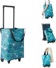 Portable Shopping Cart Foldable W/ Wheels,Folding Shopping Cart Tote Bag Trolley