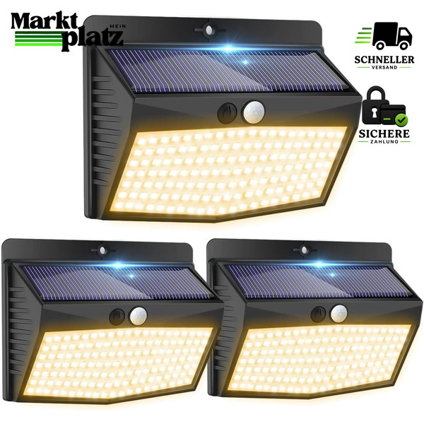 Solarlampen AußEn Warmweiß 138 LED Strahler Mit Bewegungsmelder 3 StüCk IP65-image