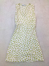 Faithfull The Brand Penne Mini Dress White & Green Floral Rayon Women's Size 4