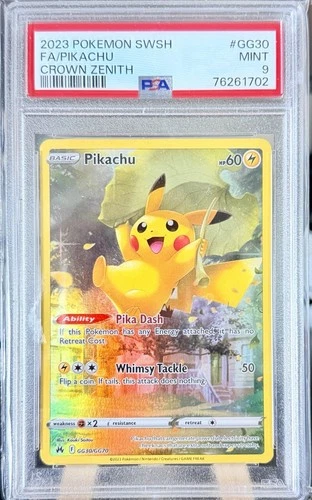 Pokémon Pikachu GG30/GG70 Full Art Holo Ultra Rare Crown Zenith PSA 9 2023