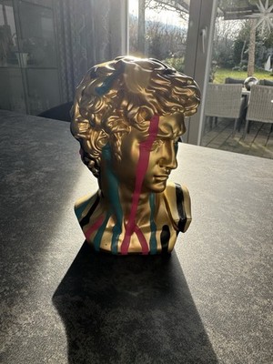 Michelangelo David Büste Statue Replik Skulptur Figur Gold Bunt Modern