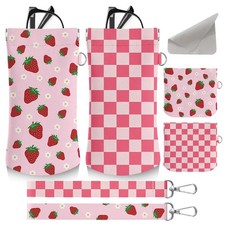 Eyeglass Sunglass Cases Pouch Soft PU Leather with Cleaning Cloth Glasses Holder