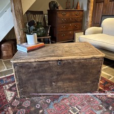 Vintage Wooden Blanket Box Coffee Table Storage Chest Trunk Nice Patina Large