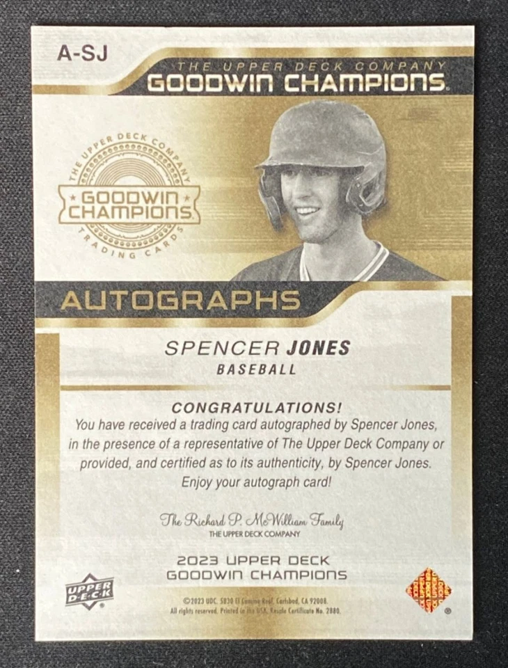 2023 Upper Deck Goodwin Champions Spencer Jones #A-SJ On Card Auto Rookie RC - Image 2 of 2