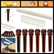 6 String Acoustic Guitar Saddle Nut Set with Rosewood Bridge Pins - High Quality