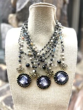 Gypsy South Black and White Santa 3 Layer Necklaces 