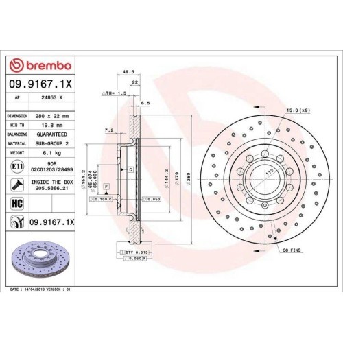 2X Brembo Bremsscheibe Xtra Line - Xtra FüR Audi Seat Skoda VW Vw (Faw)-image