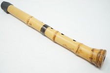 Japanese shakuhachi bamboo flute with mouth guard, vintage flute from Japan...