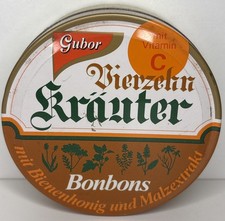 Alte Gubor Bierzehn Kräuter Bonbons Blechdose - Vintage