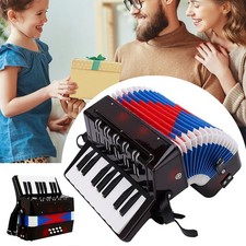 17 Tasten Kinder Akkordeon Accordion 8 Bässe Geschenk Knopf Spielzeug Schwarz