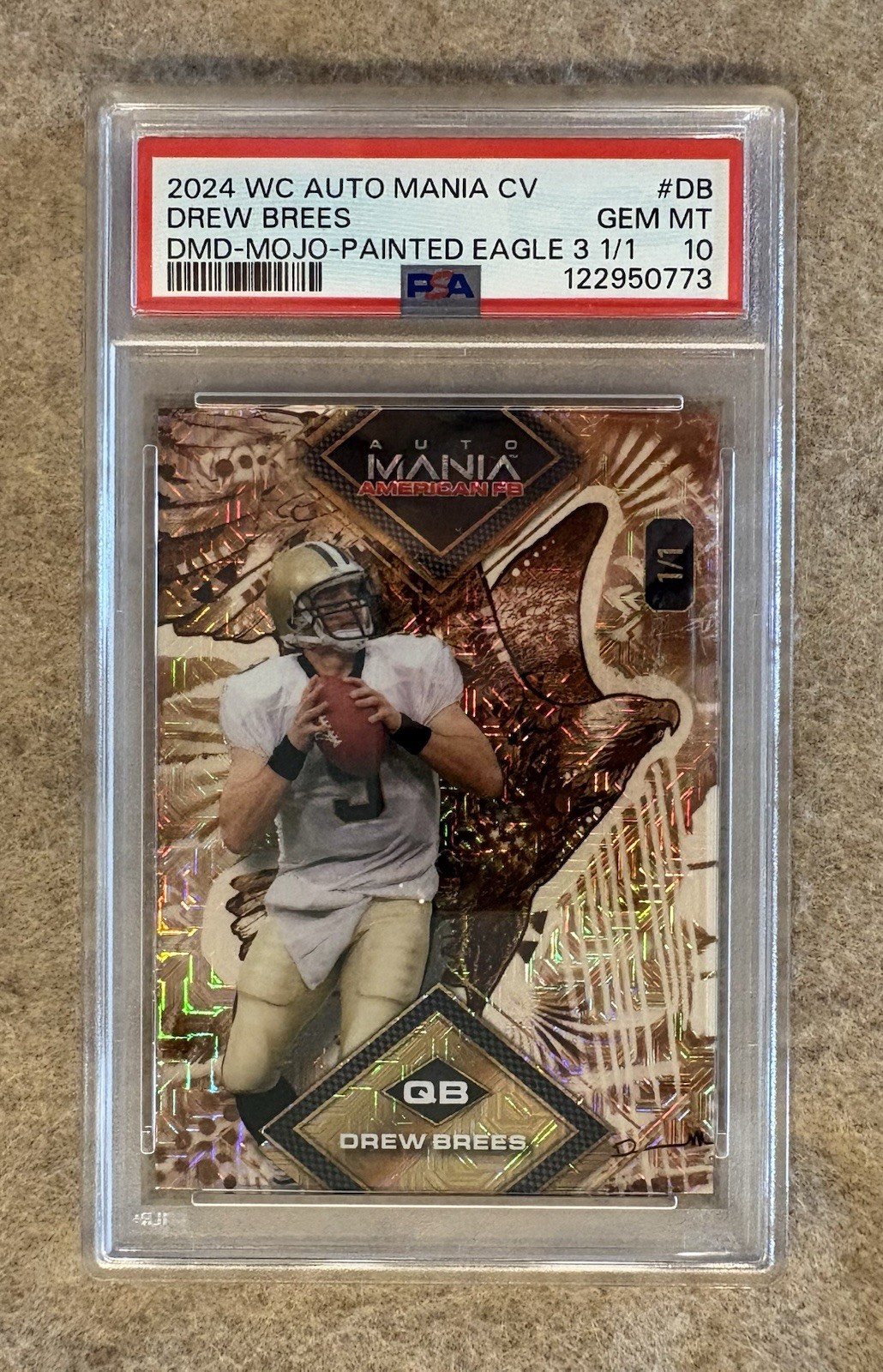 Saints Drew Brees #1/1 Eagle Mojo PSA 10 2024 Wild Card / New HOF. Purdue 