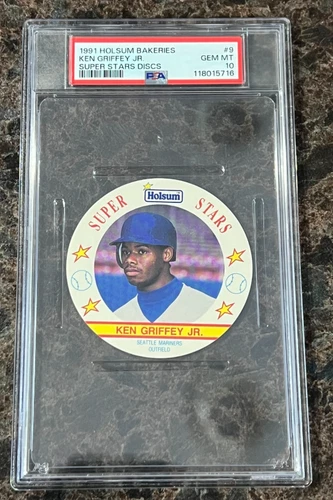 1991 Holsum Bakeries Super Stars Discs Ken griffey jr #9 PSA 10, Pop 17 HOF