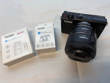 Canon EOS M100 Black Digital Camera 24.2 MP with 50mm Lens, 2 Batteries, Charger