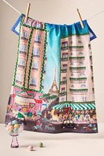 ANTHROPOLOGIE HOLIDAY IN THE CITY DISH TOWEL PARIS NEW CHRISTMAS EIFFEL TOWER