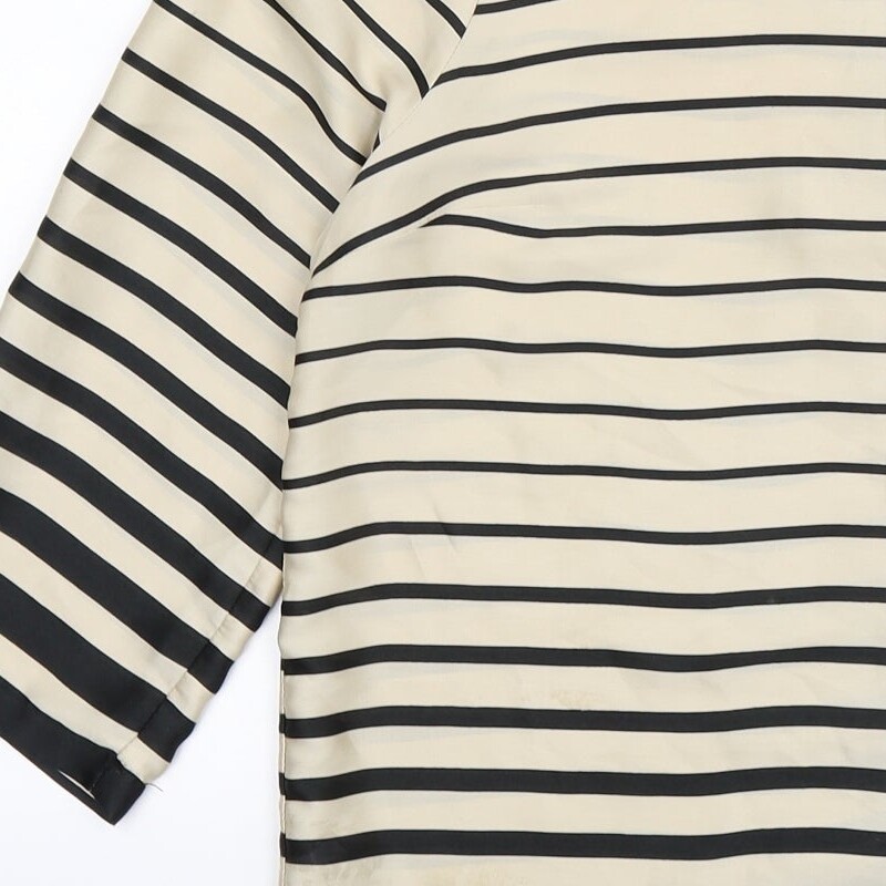 Womens Gold Striped Polyester Blend Basic Blouse … - image 11