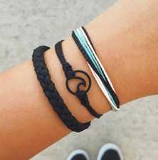 Friendship String Bracelet MIDNIGHT SURFER Stackable Pack of 3 Waterproof