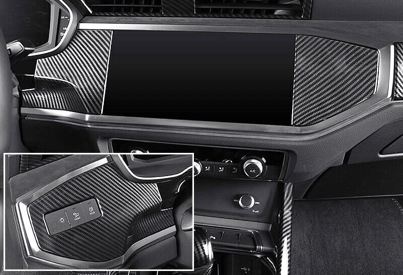 Para Audi Q3 2019-2021 ABS fibra de carbono coche consola central tablero panel embellecedor Foto 4 de 4