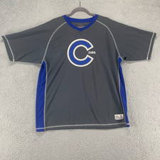 Chicago Cubs Jersey Mens Large Gray Blue Dynasty MLB Baseball Logo Athletic Team