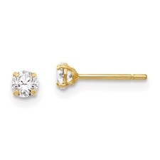 Madi K Kid's Earrings 14k Solid Yellow Gold Cubic Zirconia Stud Post
