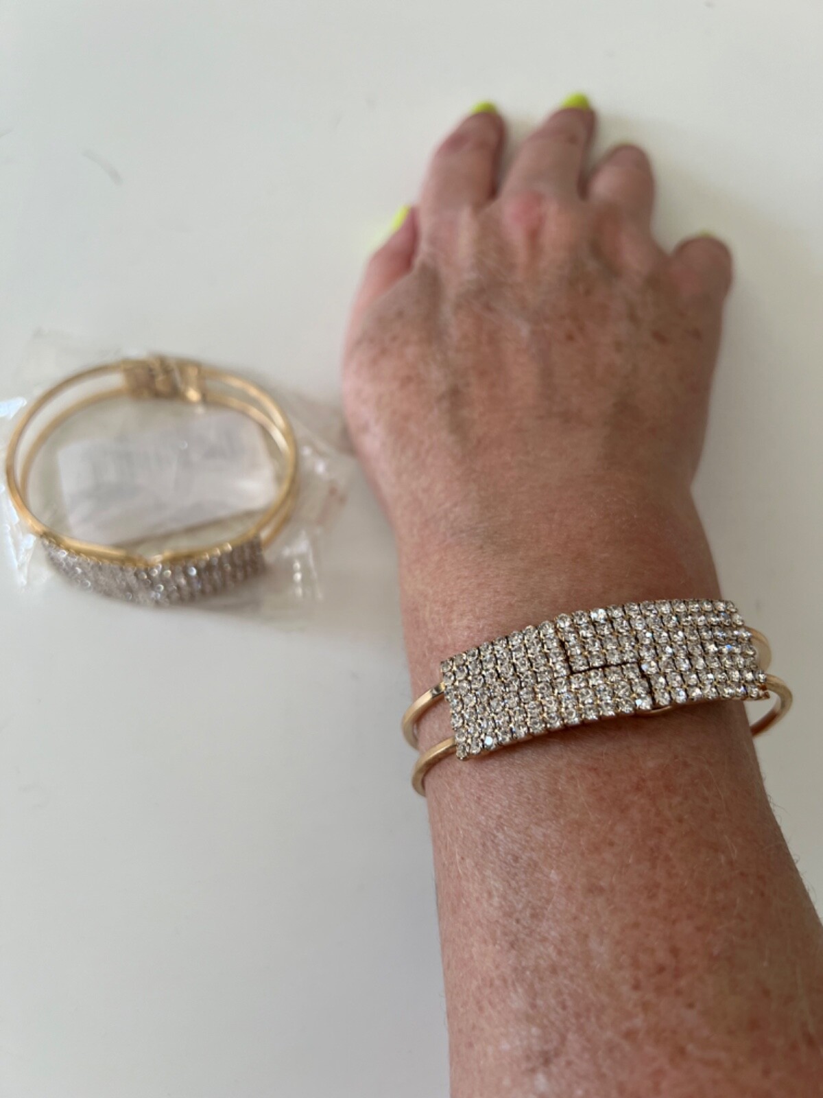 Gold Diamond-Studded Bangle Bracelet for Women