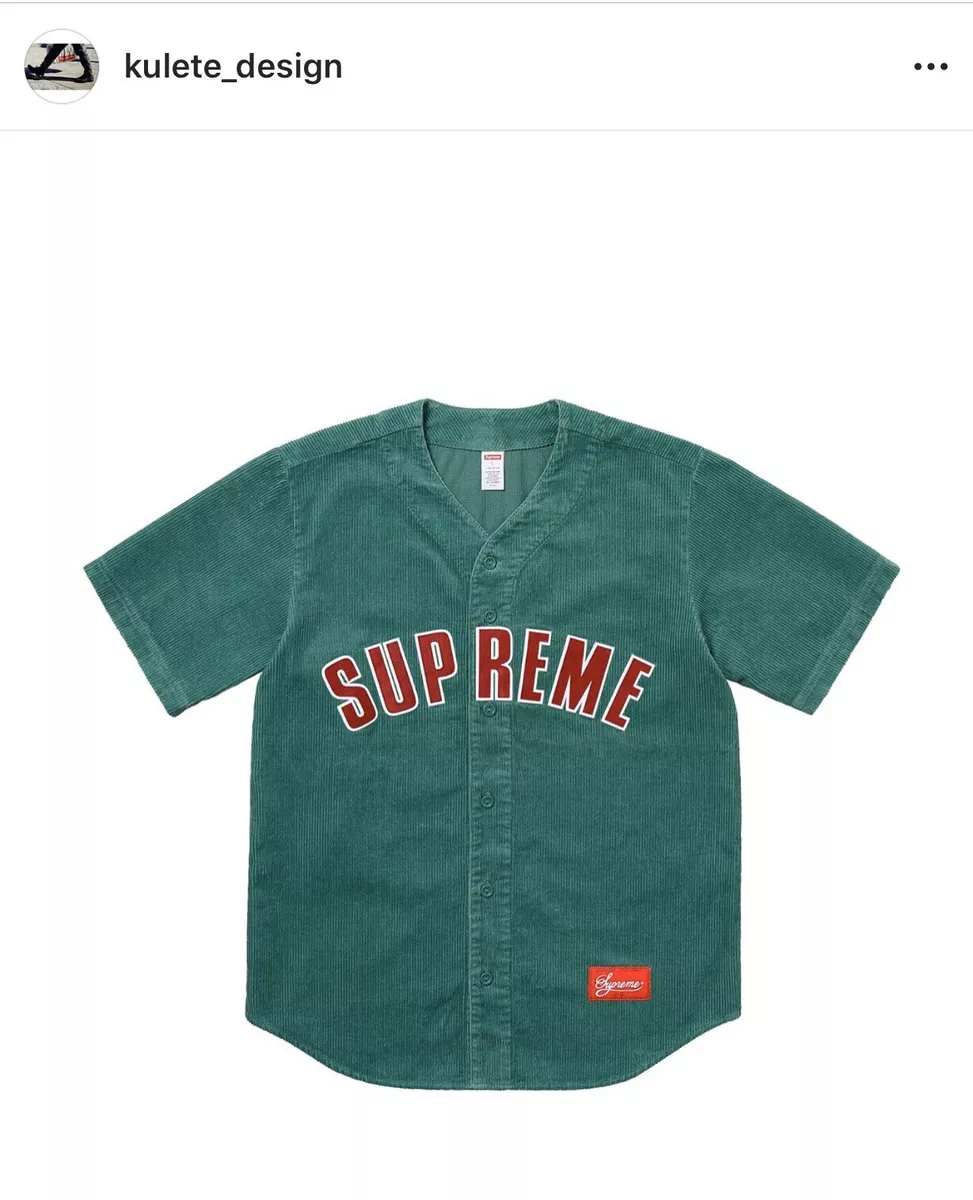 RARE Supreme Corduroy Baseball Jersey Dusty Teal Size Large S/S ...