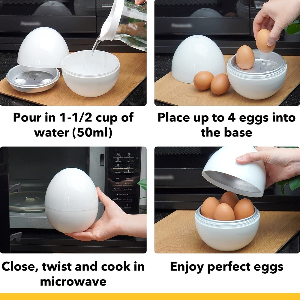 Microwave Egg Cooker 4 Eggs for Hard Boiled Soft Poached or Scrambled Microwave Egg Cooker 4 Eggs for Hard Boiled Soft Poached or Scrambled