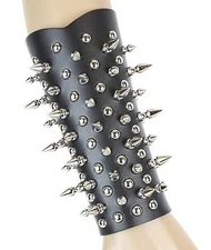 Spike Stud Gauntlet Genuine Leather 3 Buckle Punk Gothic Thrash Heavy Metal
