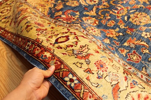 HAND-MADE_FINE-QUALITY-6X9 BLUE COLOR rug Made out of Natural Wool Natural Dyes - Picture 11 of 12