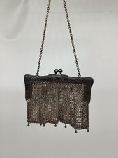 Authentic Early Antique G.Silver Gorham Mesh Purse with Floral Engraving