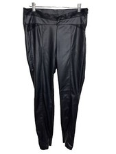 ZARA Faux Leather Zippered Ankle Leggings Black High Rise Seamed Women  s Large