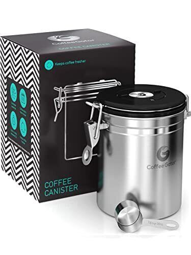 NEW $35 Coffee Gator Stainless Steel Container Beans Grounds Storage CANISTER