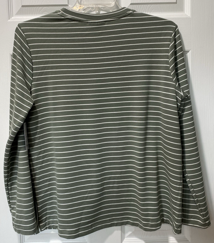 Apt. 9 Pullover Top Sage White Stripe Long Sleeve Poly Rayon Soft Size L NEW - Picture 7 of 24