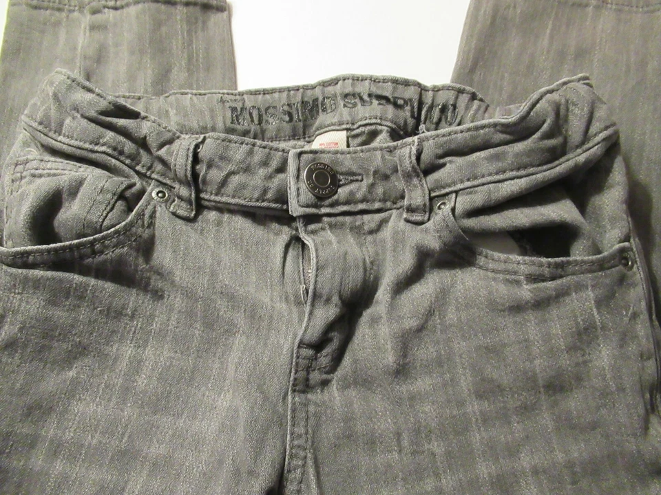 Mossimo Supply Co. 男孩款12码紧身灰色牛仔裤,可调腰带 — 第 2/4 张图片