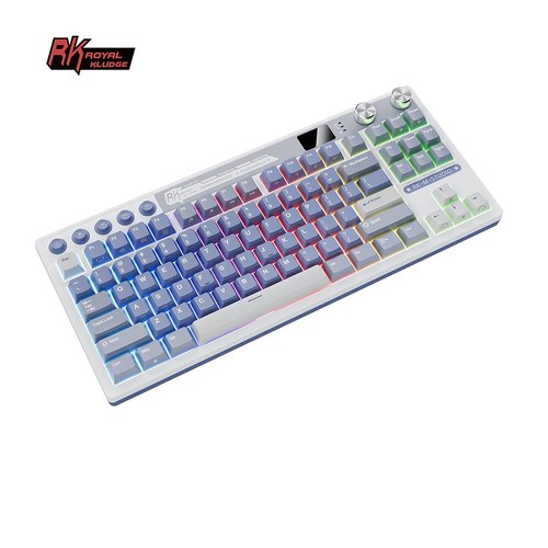 RK M87 Wireless Game Mechanical Keyboard with Screen Dual Knob Blue-Chartreuse - Picture 5 of 7