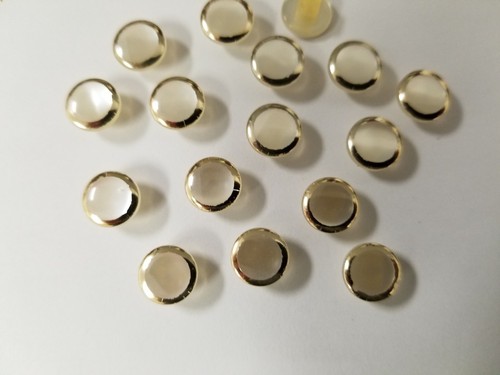 VINTAGE BUTTONS SET OF 12 SMALL TINY MOTHER OF PEARL GOLD TUZ3411 - Picture 5 of 6