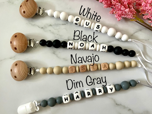 Personalised Dummy Clip - Custom Pacifier Chain - Newborn Gift Soother Holder - Foto 2 di 3